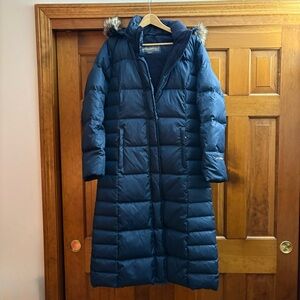 Eddie Bauer Lidge Down Duffle Parka Navy Blue Long Puffer Jacket L